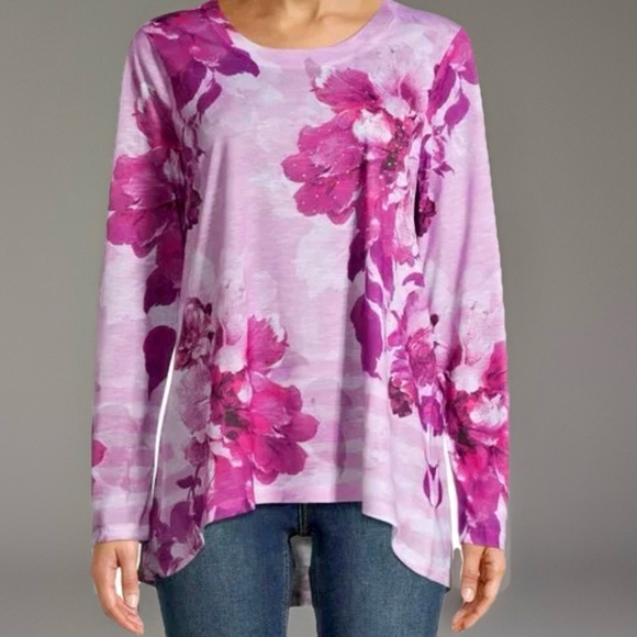 Womens Plus  size blouse size 22w 3x XXXL Long Sleeve rhinestone Printed Top - Picture 1 of 7